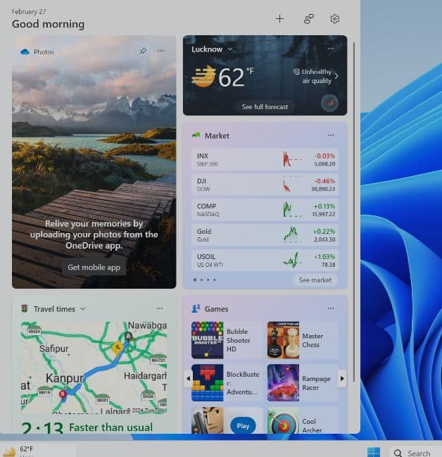 Forbedringer af widgets Moment 5 Windows 11